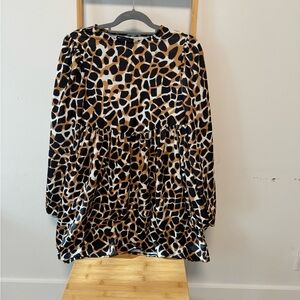 Animal Print Long Sleeve Dress